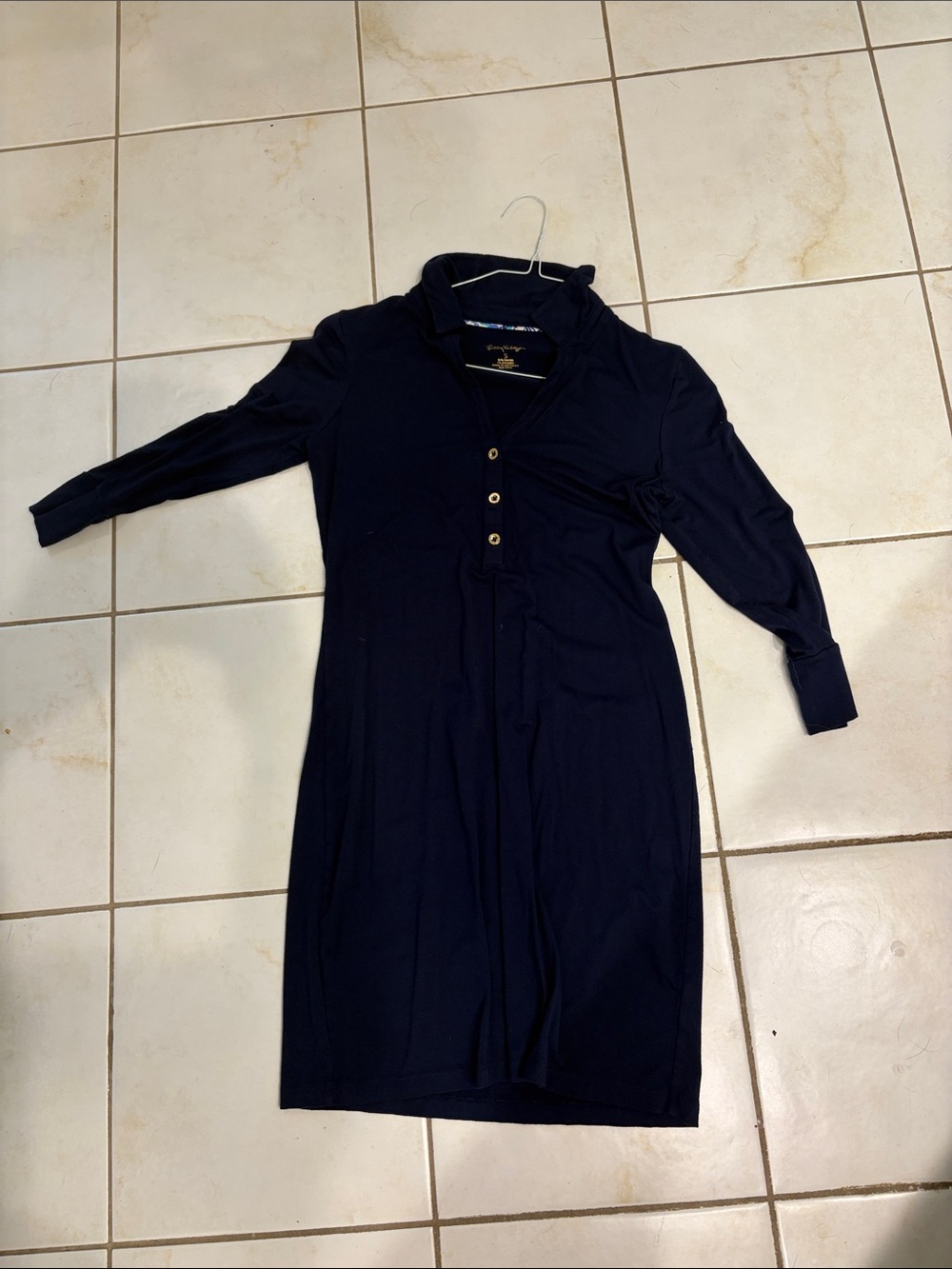 Lilly Pulitzer Navy Long Sleeve Button-Up Dress
